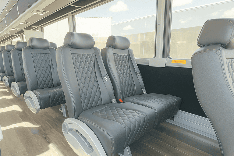interior of Petaluma Charter Bus charter bus